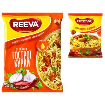 Вермишель Reeva со вкусом острой курицы быстрого приготовления 60г - купить, цены на Эпицентр FOOD - фото 1
