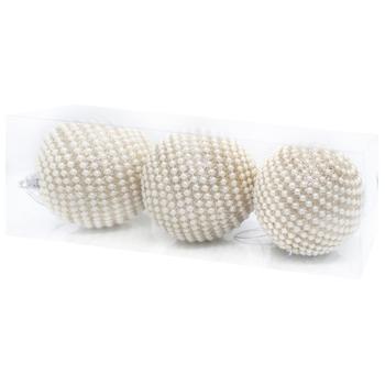 Champagne Christmas Balls in Beads 8cm 3pcs - buy, prices for - photo 3