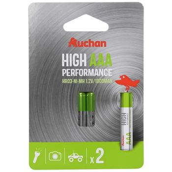 Аккумуляторы Auchan Premium 1000 AAA 2шт