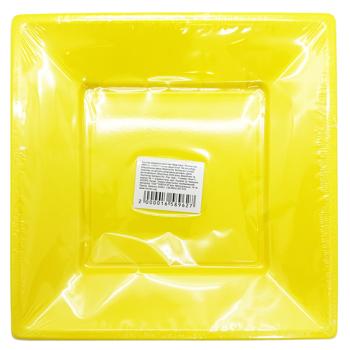 Yellow Plastic Square Plates 18cm 10pcs
