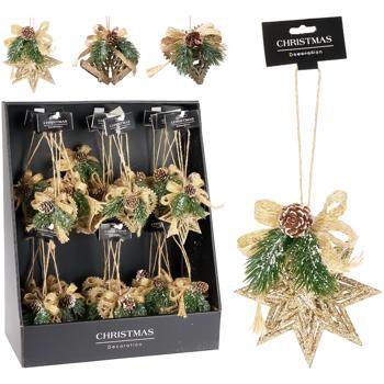 Подвеска Koopman хвоя и шишка бежевая 11см в ассортименте - купить, цены на - фото 2