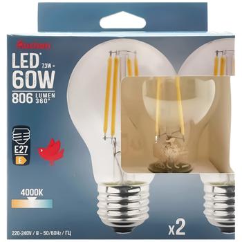 Auchan LED Light Bulb A60 E27 7.3W 4000K 2pcs - buy, prices for Auchan - photo 1