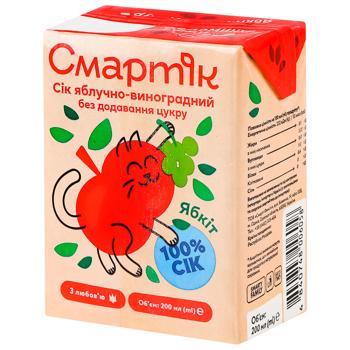 Сік Smartik яблучно-виноградний 200мл - купити, ціни на КОСМОС - фото 1