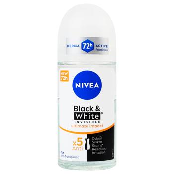 Антиперспирант шариковый Nivea Black&White Invisible Ultimate Impact 50мл - купить, цены на NOVUS - фото 1