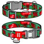 Waudog Pomegranates Nylon Dog Collar with QR Passport M 28-40cm