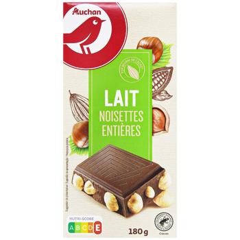 Auchan Milk Chocolate with Whole Hazelnuts 182g