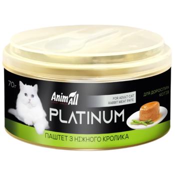 Корм вологий AnimAll Platinum Ніжний паштет з кролика для дорослих котів 70г