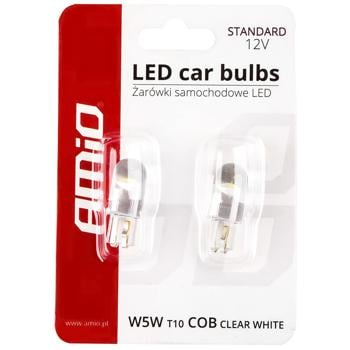 LED лампа AMIO W5W COB 12V Clear white