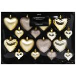 Gold Hearts Set of Christmas Tree Decorations 16pcs