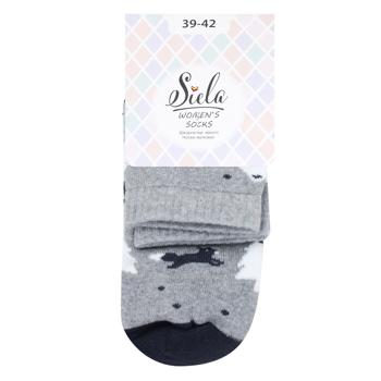 Siela Christmas Trees High Classic Terry Women's Socks s.39-42 Grey