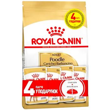 Набор корма Royal Canin для собак породы пудель сухой 1,5кг + влажный 4шт х 85г - купить, цены на MasterZoo - фото 1