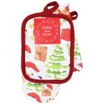 Provans Santa on White Glove and Potholder Set