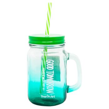 Zed Colored Drinking Glass with Straw 450ml - buy, prices for - photo 2