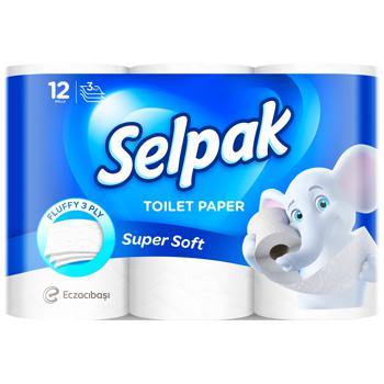 Selpak Toilet Paper White 3-ply 12pcs - buy, prices for Supermarket "Kharkiv" - photo 1