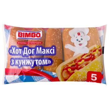 Булочка бутербродная Bimbo Хот-дог Макси с кунжутом 60г х 5шт - купить, цены на Auchan - фото 1