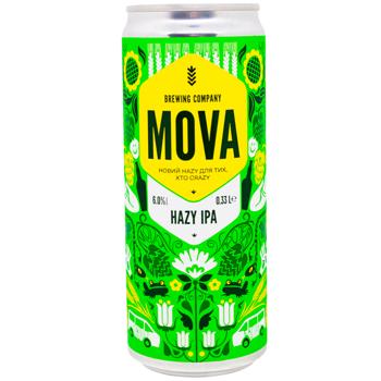 Пиво Mova Hazy IPA світле нефільтроване 6% 0,33л - купити, ціни на WINETIME - фото 1