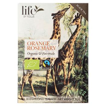 Чай чорний "Апельсин-розмарин" органічний 20х1,8г Life by Follis - купити, ціни на Grono - фото 1