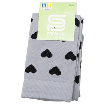 Гольфи Premier Socks підліткові дрібні сердечка р.22-24 світло-сірий