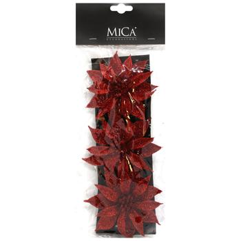 Квітка Mica Decorations на кліпсі 3шт*10см червоний - купить, цены на МегаМаркет - фото 1