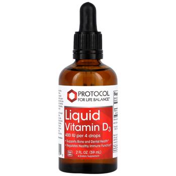 Вітамін D3, Liquid Vitamin D3, Protocol for Life Balance, рідкий, 400 МО, 59 мл - купить, цены на Biotus - фото 1