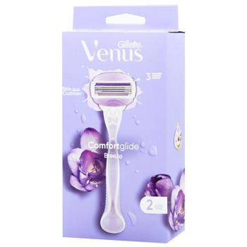 Станок Gillette Venus Comfort Glide с двумя сменными картриджами - купить, цены на METRO - фото 2