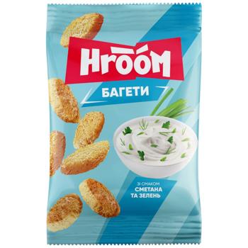 Сухарики Hroom! багетні зі смаком Сметана із зеленню 60г