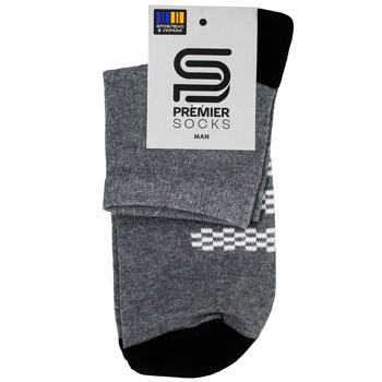 Premier Socks Men's Grey Socks with Stripes s.27-29