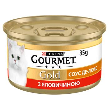 Корм вологий Gourmet Gold Соус Де-Люкс з яловичиною для котів 85г - купити, ціни на MasterZoo - фото 2