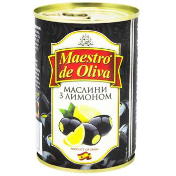 Maestro de Oliva Black Olives with Lemon 280g