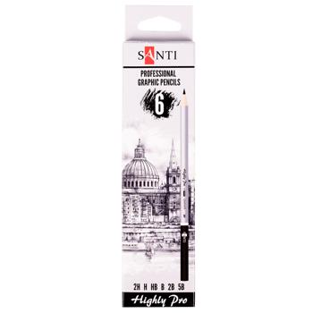 Santi Highly Pro Set of Graphic Pencils 2H-5B 6pcs