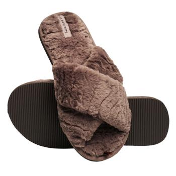 Twins Chocolate Cross Pattern Women's Fur Slippers size 38-39 HS - buy, prices for Ideal - photo 1