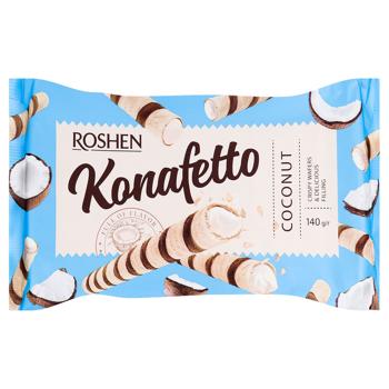 Трубочки вафельные Roshen Konafetto с кокосовой начинкой 140г