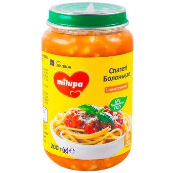 Пюре овочеве Milupa спагеті болоньєзе зі шматочками яловичини з 8 місяців 200г