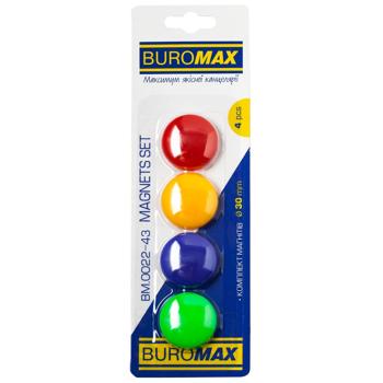 Комплект магнітів Buromax 30мм 4шт - купити, ціни на Чудо Маркет - фото 1
