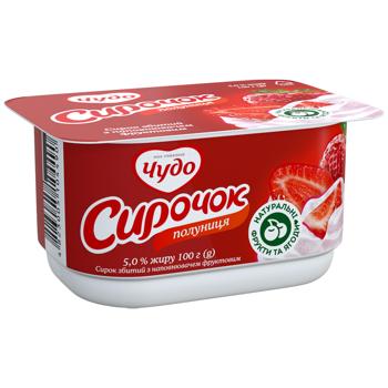 Творожок Чудо взбитый клубника 5% 100г - купить, цены на КОСМОС - фото 1