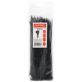Apro Black Cable Tie 3*250mm 100pcs - buy, prices for MegaMarket - photo 1