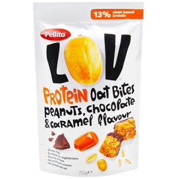 Снеки Pellito овсяные с арахисом, карамелью и шоколадными крошками 70г - купить, цены на WINETIME - фото 1