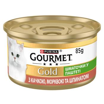 Корм вологий Gourmet Gold з качкою, морквою та шпинатом для котів 85г - купити, ціни на КОСМОС - фото 2