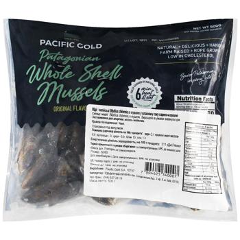Pacific Gold Boiled-Frozen Mussels in Shells in Their Own Juice 500g - buy, prices for COSMOS - photo 1