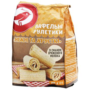 Рулетики вафельні Auchan зі смаком пряженого молока 200г