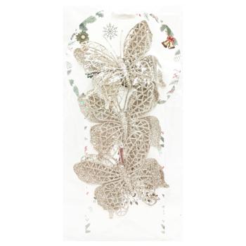 Прикраса ялинкова Метелики шампань 3шт*10см