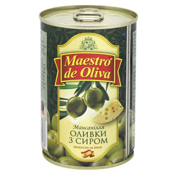 Оливки зеленые Maestro de Oliva с сыром 300мл - купить, цены на Auchan - фото 1