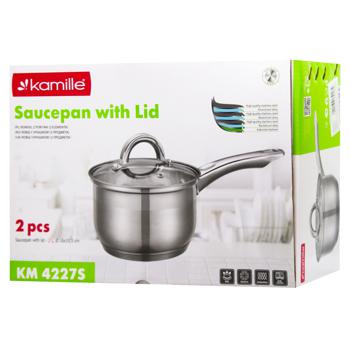 Kamille Stainless Steel Ladle with Glass Lid 2l 16x10.5cm - buy, prices for MegaMarket - photo 1