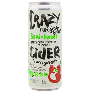 Crazy Cider Apple Semisweet Cider 6% 0.33l - buy, prices for WINETIME - photo 1