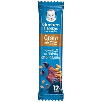 Gerber with Blueberries and Black Currant for Children from 12 Months Fruit and Cereal Bar 25g - buy, prices for COSMOS - photo 1