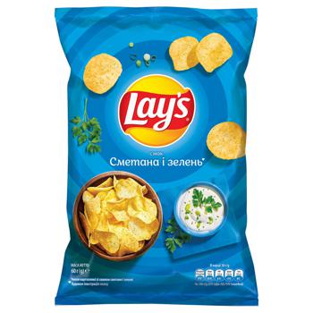 04823063125239 LAY`S ЧІПСИ СМЕТ-ЗЕЛЕНЬ 60Г