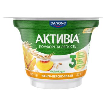 Біфідойогурт Активіа манго-персик-злаки 2,2% 180г - купити, ціни на КОСМОС - фото 2