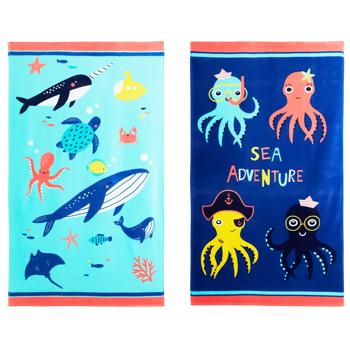 Полотенце Auchan Kids Velvet пляжное 320г/м² 70х120см в ассортименте - купить, цены на Auchan - фото 1