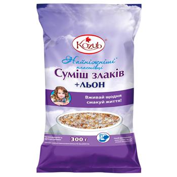 Хлопья Козуб Самые нежные Смесь Злаков+лен 300г - купить, цены на Идеал - фото 1