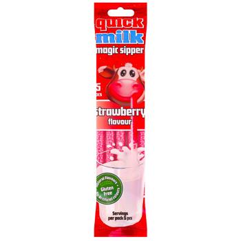 Трубочки Quick Milk для молока со вкусом клубники 30г 5шт